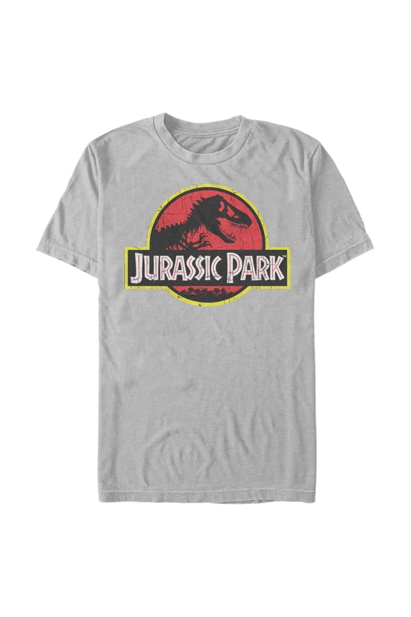 Men's Jurassic Park T Rex Logo Graphic Tee Silver X Large