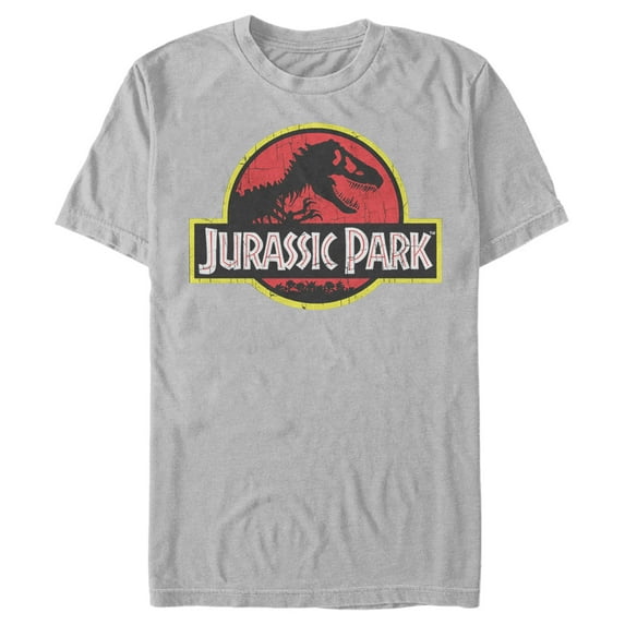 Men's Jurassic Park T Rex Logo Graphic Tee Silver X Large