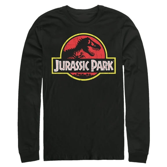Men's Jurassic Park T Rex Logo  Long Sleeve Shirt Black Large