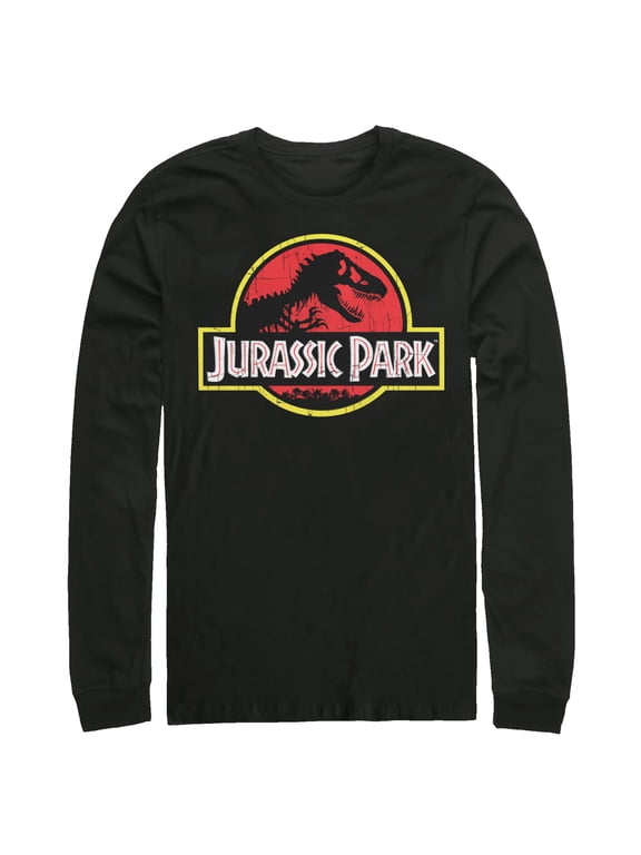 Men's Jurassic Park T Rex Logo Long Sleeve Shirt Black Large