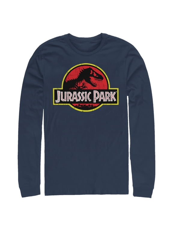 Men's Jurassic Park T Rex Logo Long Sleeve Shirt Navy Blue X Large