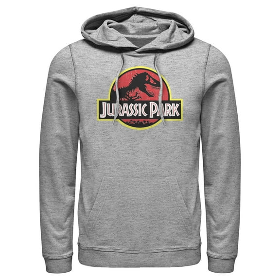 Men's Jurassic Park T Rex Logo  Pull Over Hoodie Athletic Heather 3X Large