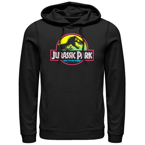 Men's Jurassic Park T Rex Logo Pull Over Hoodie Black X Large