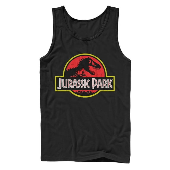 Men's Jurassic Park T Rex Logo Tank Top Black Large