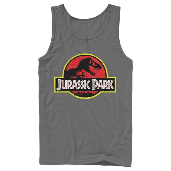 Men's Jurassic Park T Rex Logo  Tank Top Charcoal Small