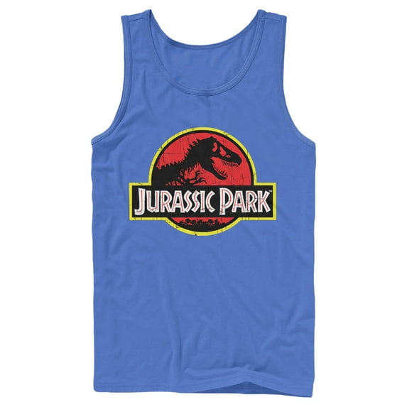 Men's Jurassic Park T Rex Logo Tank Top Royal Blue X Large