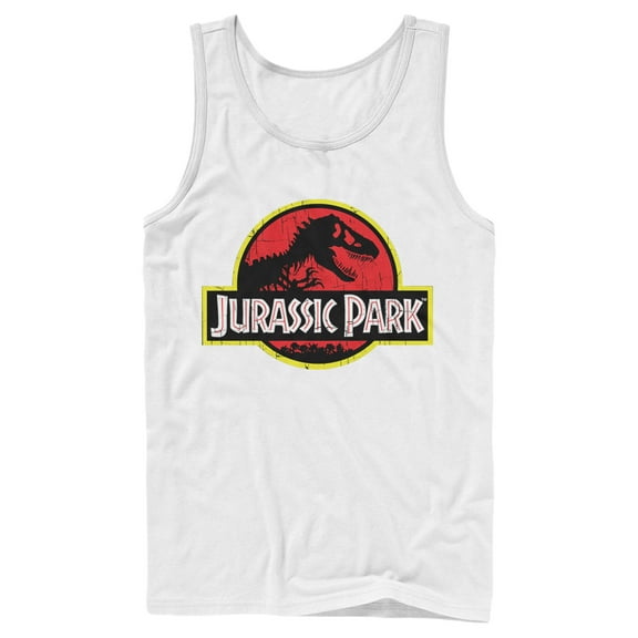 Men's Jurassic Park T Rex Logo  Tank Top White Small