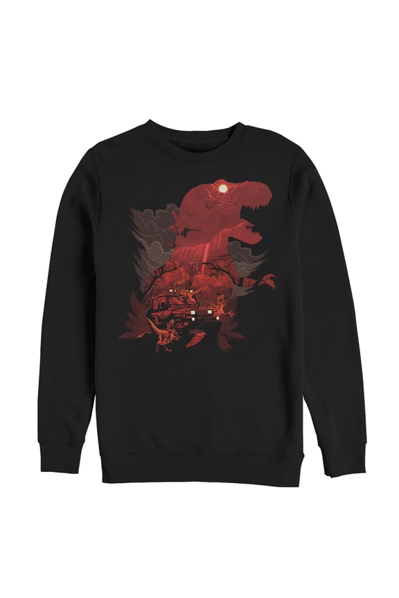 Men's Jurassic Park T. Rex Silhouette Sweatshirt Black 3X Large