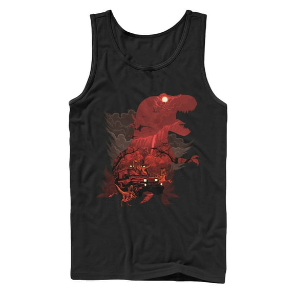 Men's Jurassic Park T. Rex Silhouette Tank Top Black Medium