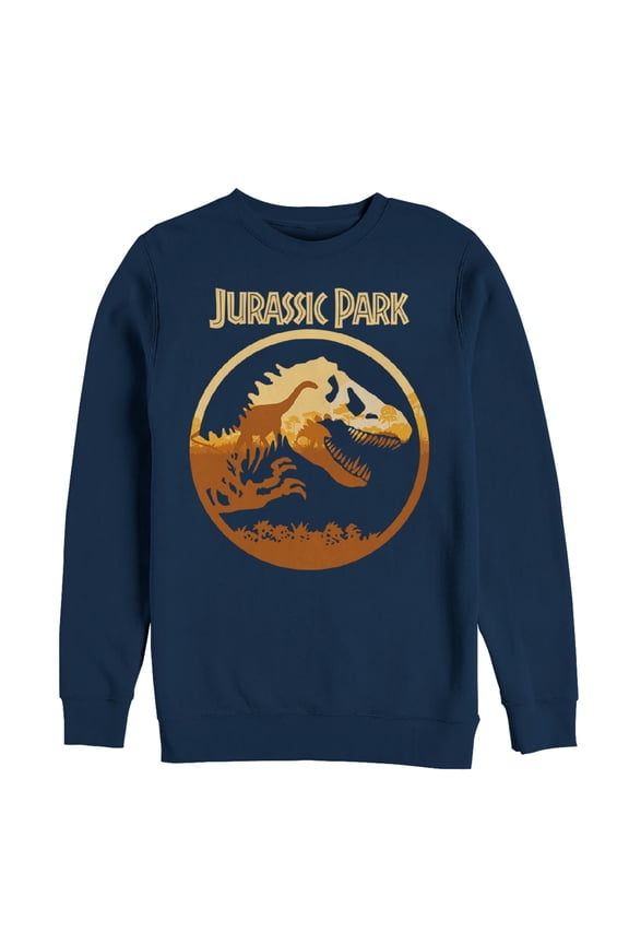 Men's Jurassic Park T. Rex Sunset Silhouette Sweatshirt Navy Blue Small