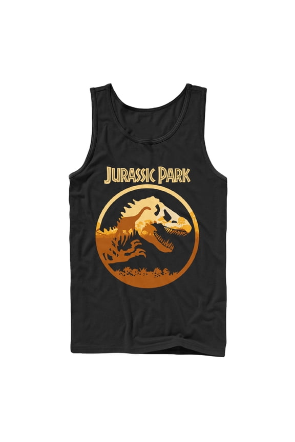 Men's Jurassic Park T. Rex Sunset Silhouette Tank Top Black Large