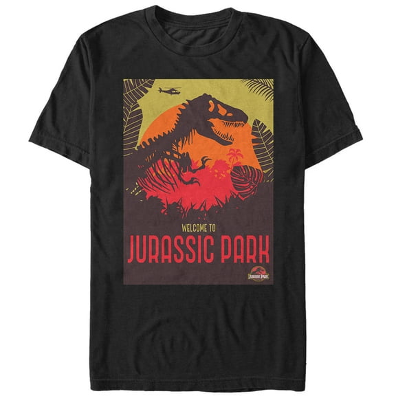 Men's Jurassic Park T. Rex Welcome Sign  Graphic Tee Black Medium