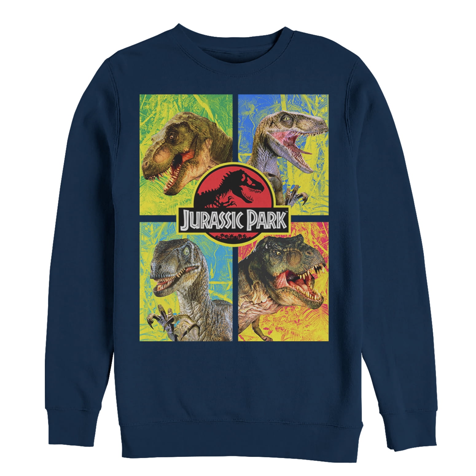 Men's Jurassic Park Rex and Velociraptor Sweatshirt Navy Blue