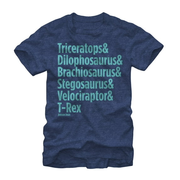 Men's Jurassic Park Triceratops and Dilophosaurus Graphic Tee Navy Heather Medium