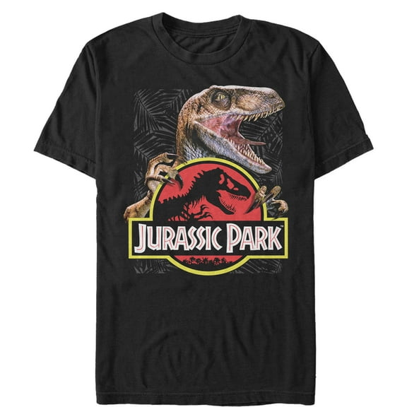 Men's Jurassic Park Velociraptor Hooked On Logo Graphic Tee Black Medium