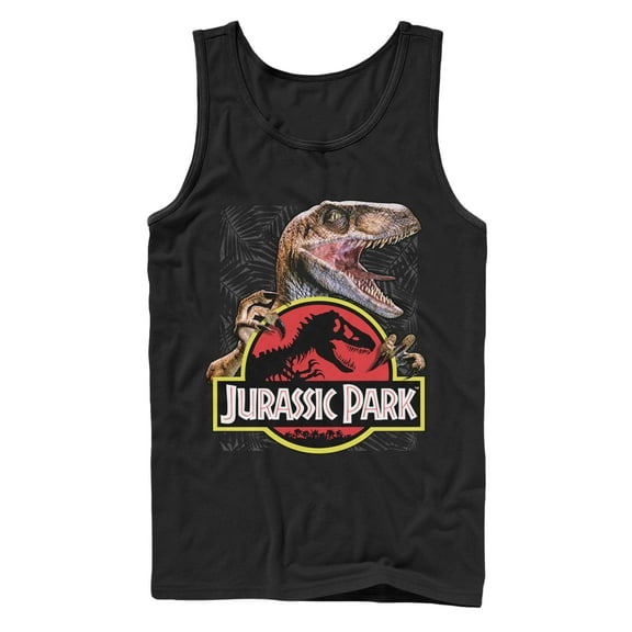 Men's Jurassic Park Velociraptor Hooked On Logo  Tank Top Black Small