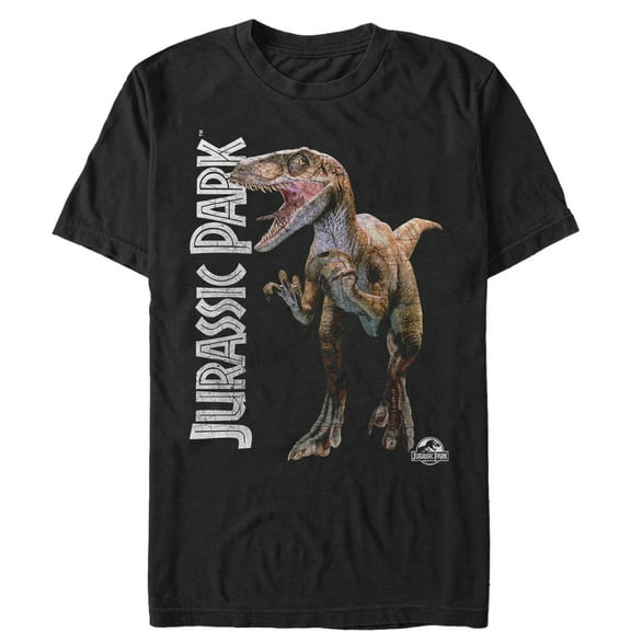 Men's Jurassic Park Velociraptor Logo Graphic Tee Black Large