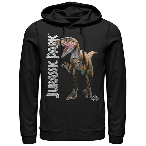 Men's Jurassic Park Velociraptor Logo Pull Over Hoodie Black X Large