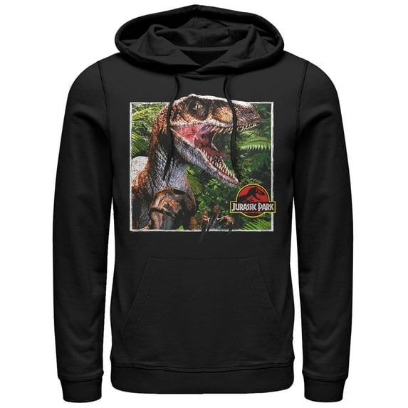 Men's Jurassic Park Velociraptor Scene Pull Over Hoodie Black Medium