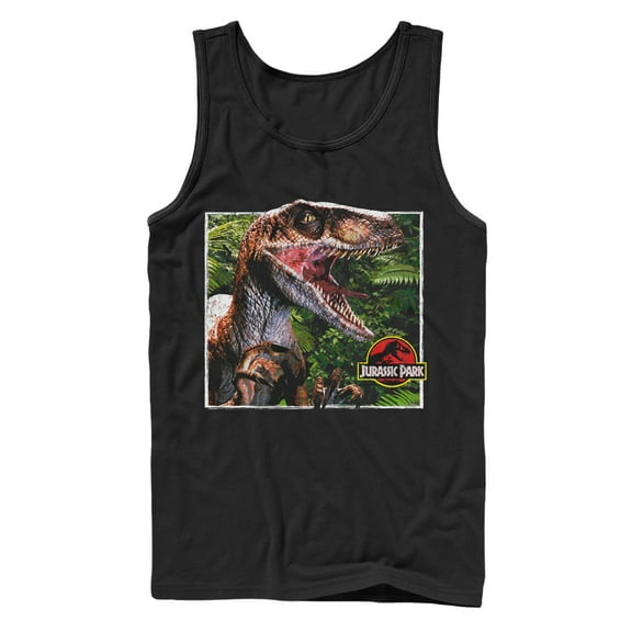 Men's Jurassic Park Velociraptor Scene  Tank Top Black X Large