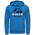 thumbnail image 1 of Men's Jurassic Park Vintage Black and White Logo  Pull Over Hoodie Royal Blue 2X Large, 1 of 3