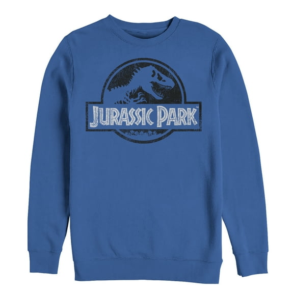 Men's Jurassic Park Vintage Black and White Logo  Sweatshirt Royal Blue Medium