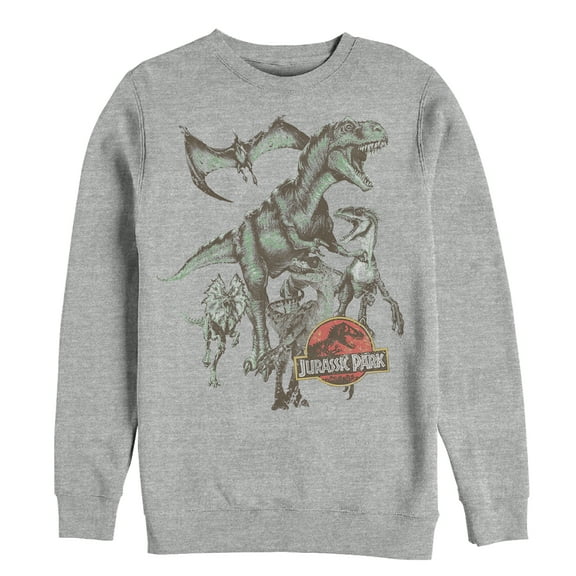 Men's Jurassic Park Vintage Dinosaur Stampede  Sweatshirt Athletic Heather Medium