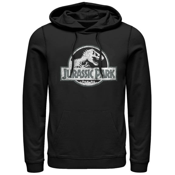 Men's Jurassic Park Vintage Logo Pull Over Hoodie Black 3X Large