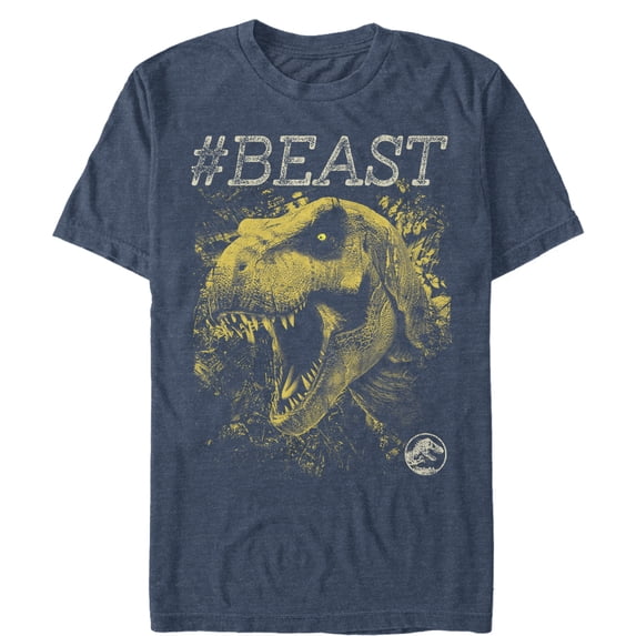 Men's Jurassic World #Beast T. Rex Graphic Tee Navy Blue Heather Small