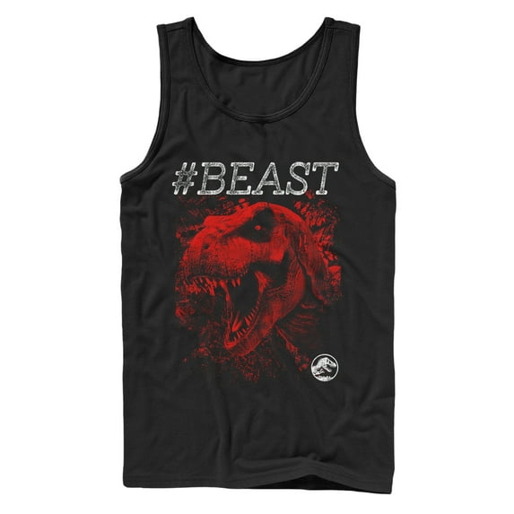 Men's Jurassic World #Beast T. Rex Tank Top Black Small