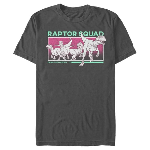 Men's Jurassic World: Camp Cretaceous Raptor Squad Frame  Graphic Tee Charcoal 2X Large
