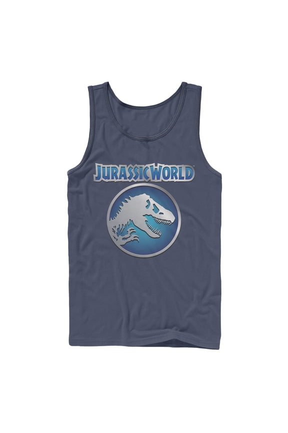 Men's Jurassic World Circle Logo  Tank Top Navy Blue Large