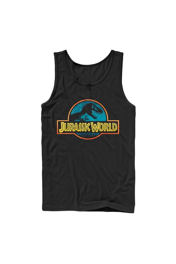 Men's Jurassic World Color Outline Logo Tank Top Black X Large