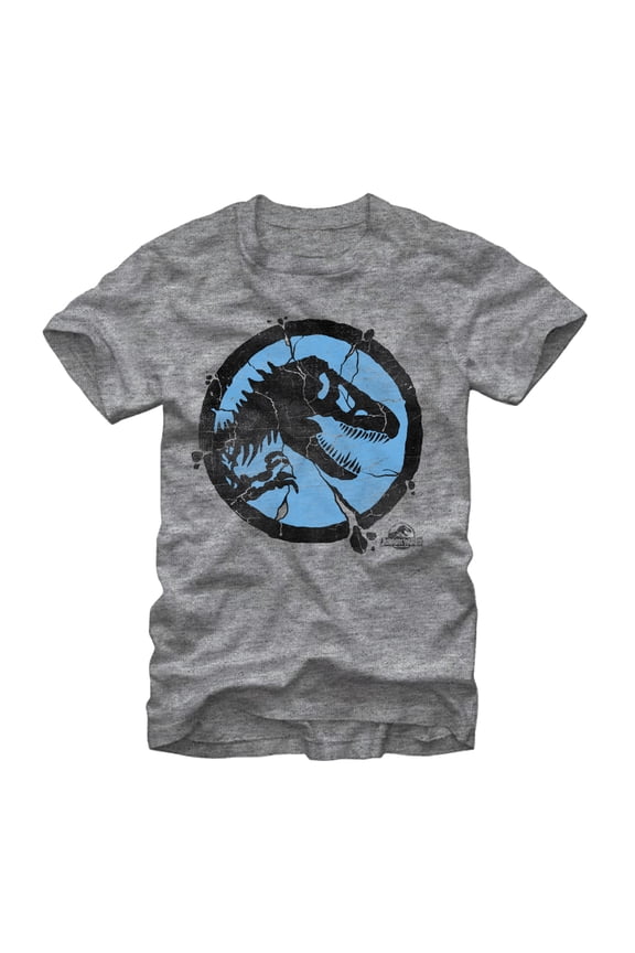 Men's Jurassic World Cracked T. Rex Logo Graphic Tee Athletic Heather Small