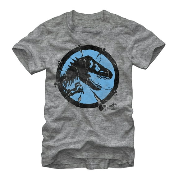 Men's Jurassic World Cracked T. Rex Logo Graphic Tee Athletic Heather X Large