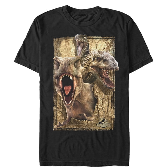 Men's Jurassic World Dinosaur Collage Graphic Tee Black 2X Large
