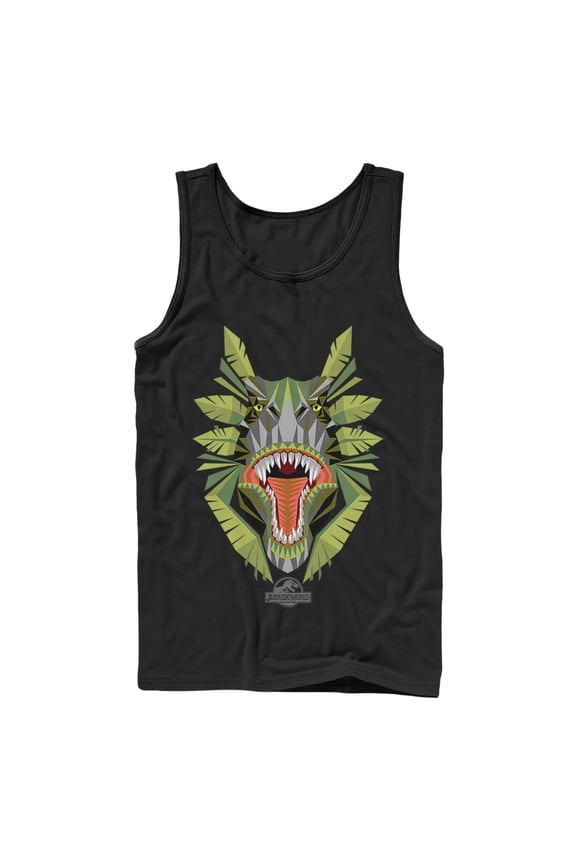 Men's Jurassic World Dinosaur Jungle Grin Tank Top Black Large