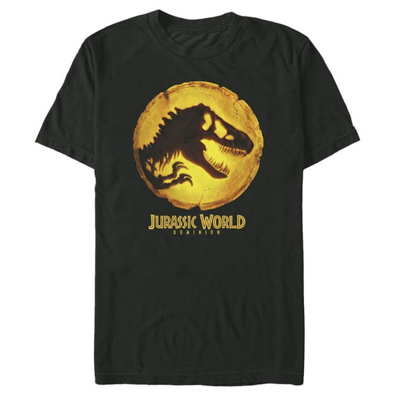 Men's Jurassic World: Dominion Glowing T. Rex Dinosaur Logo Graphic Tee Black Small