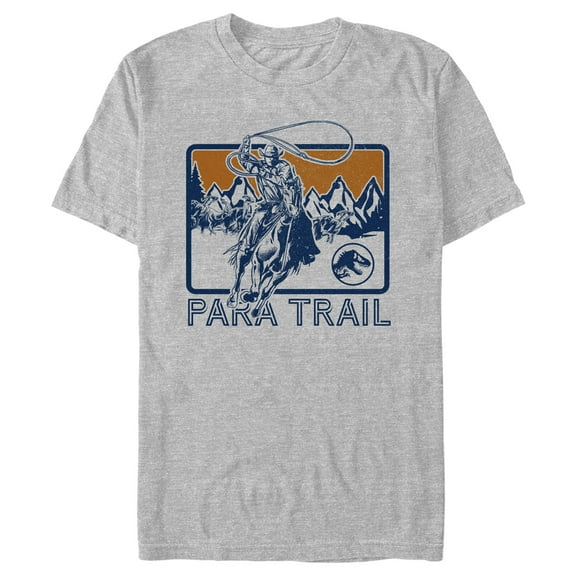 Men's Jurassic World: Dominion Para Trail Cowboy Lasso a Dinosaur  Graphic Tee Athletic Heather 2X Large