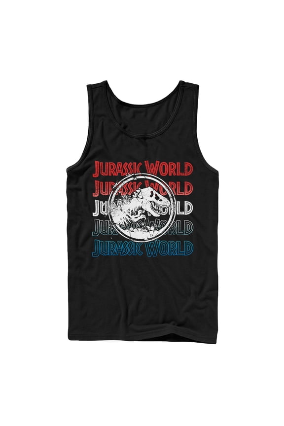 Men's Jurassic World: Fallen Kingdom 4th of July Logo Tank Top Black Small