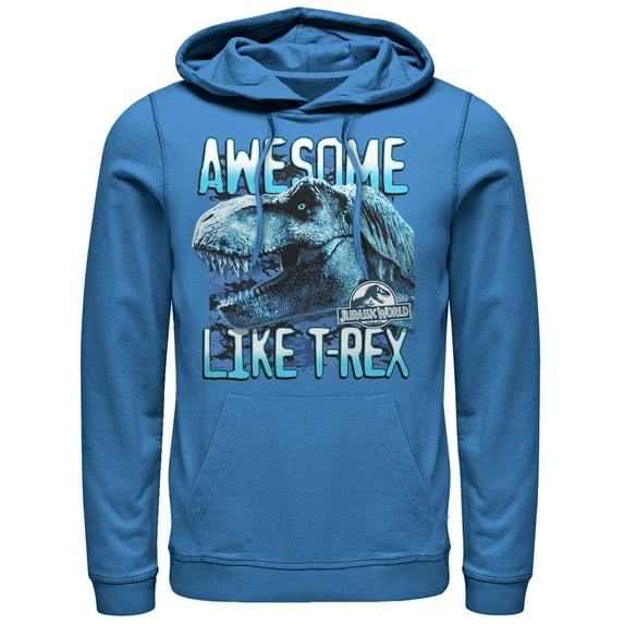 Men's Jurassic World: Fallen Kingdom Awesome T.Rex Pull Over Hoodie Royal Blue 3X Large