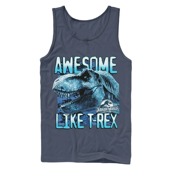 Men's Jurassic World: Fallen Kingdom Awesome T.Rex Tank Top Navy Blue Small