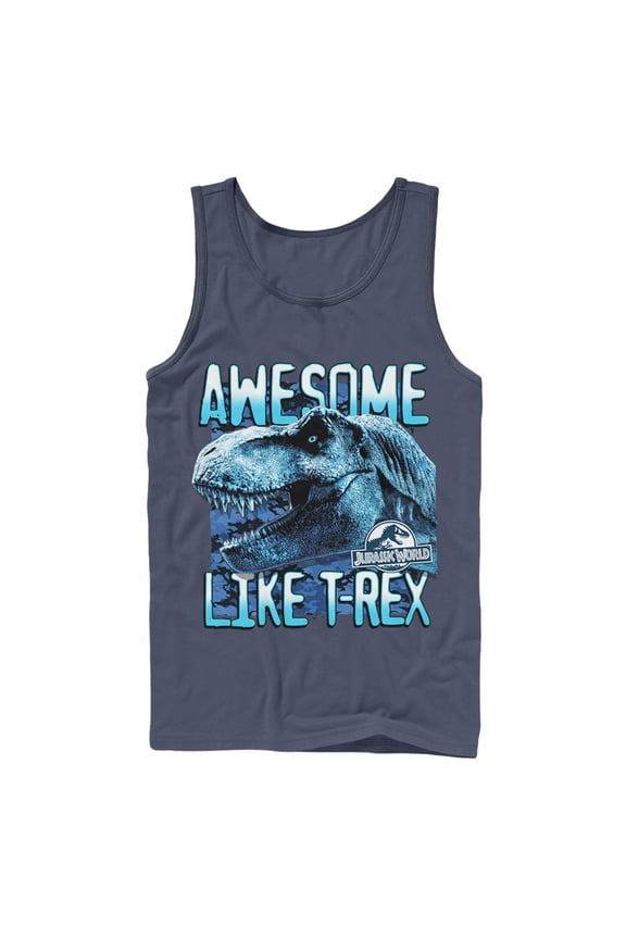 Men's Jurassic World: Fallen Kingdom Awesome T.Rex Tank Top Navy Blue Small