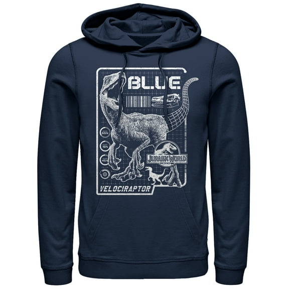 Men's Jurassic World: Fallen Kingdom Blue Details  Pull Over Hoodie Navy Blue Small