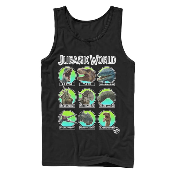 Men's Jurassic World: Fallen Kingdom Dino All Stars Tank Top Black Large
