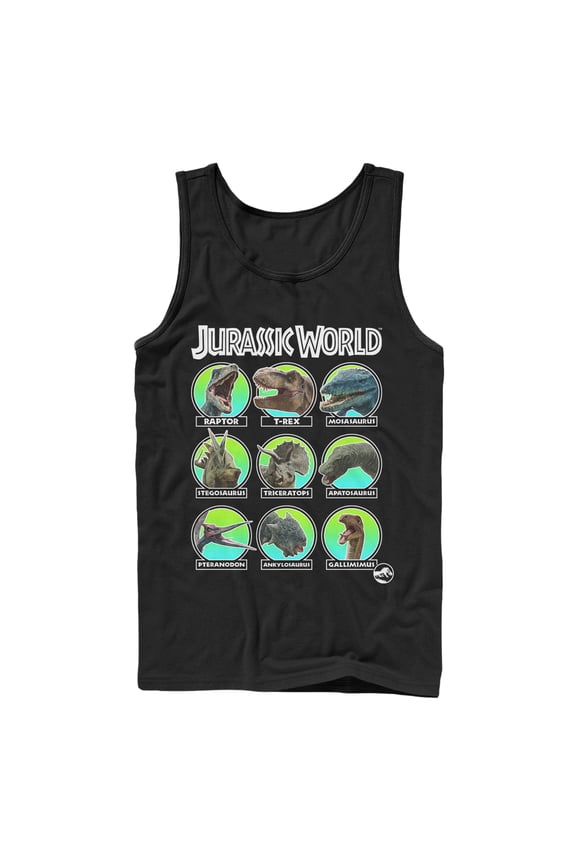 Men's Jurassic World: Fallen Kingdom Dino All Stars Tank Top Black X Large