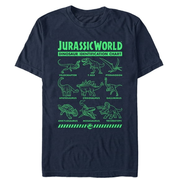 Men's Jurassic World: Fallen Kingdom Dinosaur Identification Card Graphic Tee Navy Blue Large