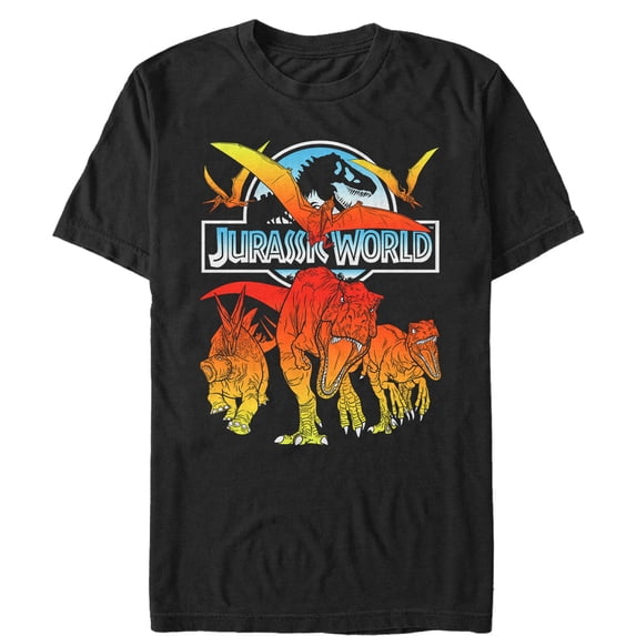 Men's Jurassic World: Fallen Kingdom Fire Dinosaurs Graphic Tee Black Large