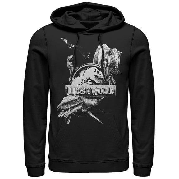 Men's Jurassic World: Fallen Kingdom Logo Attack Pull Over Hoodie Black 2X Large