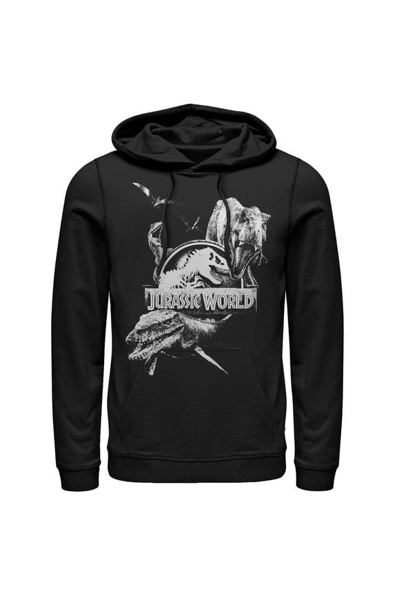 Men's Jurassic World: Fallen Kingdom Logo Attack Pull Over Hoodie Black X Large